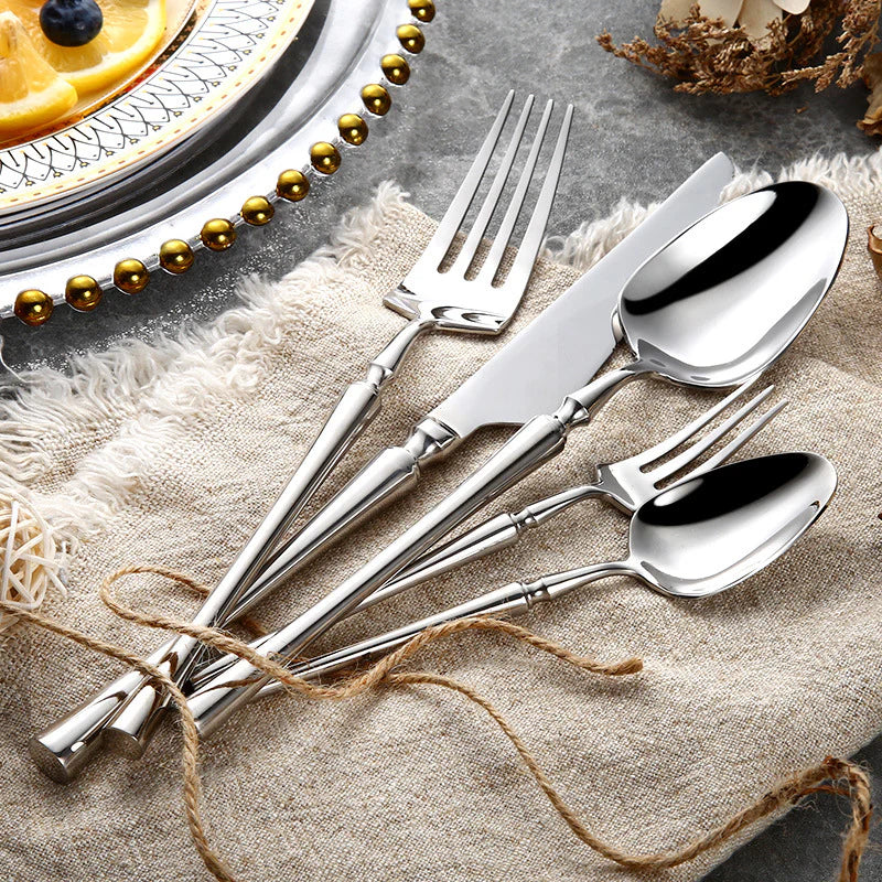 Contemporary Stainless Steel Flatware Set with Polished Finish