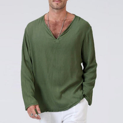 Casual Men's V-Neck Cotton Tee Shirt