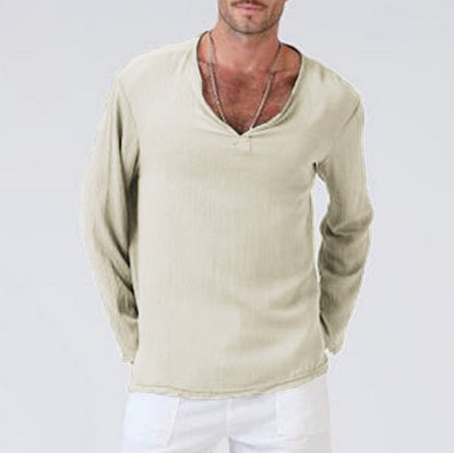 Casual Men's V-Neck Cotton Tee Shirt
