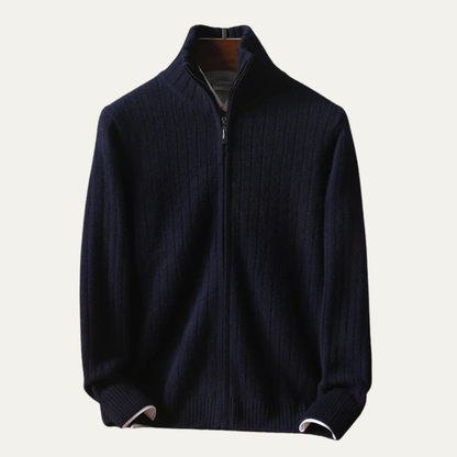 Warm Men's Merino Wool Zip Up Cardigan