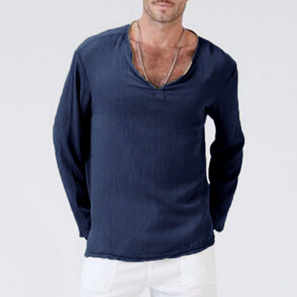 Casual Men's V-Neck Cotton Tee Shirt