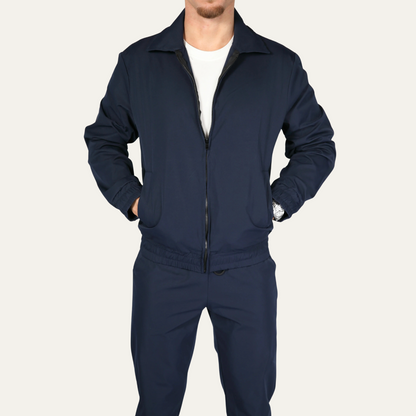 Navy Blue Casual Mens Suit Jacket Pants Set