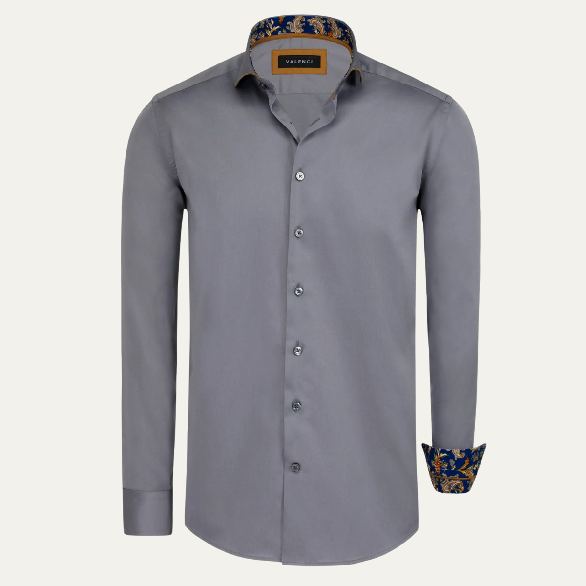 Slim Fit Gray Cotton Dress Shirt for Men - Nocini