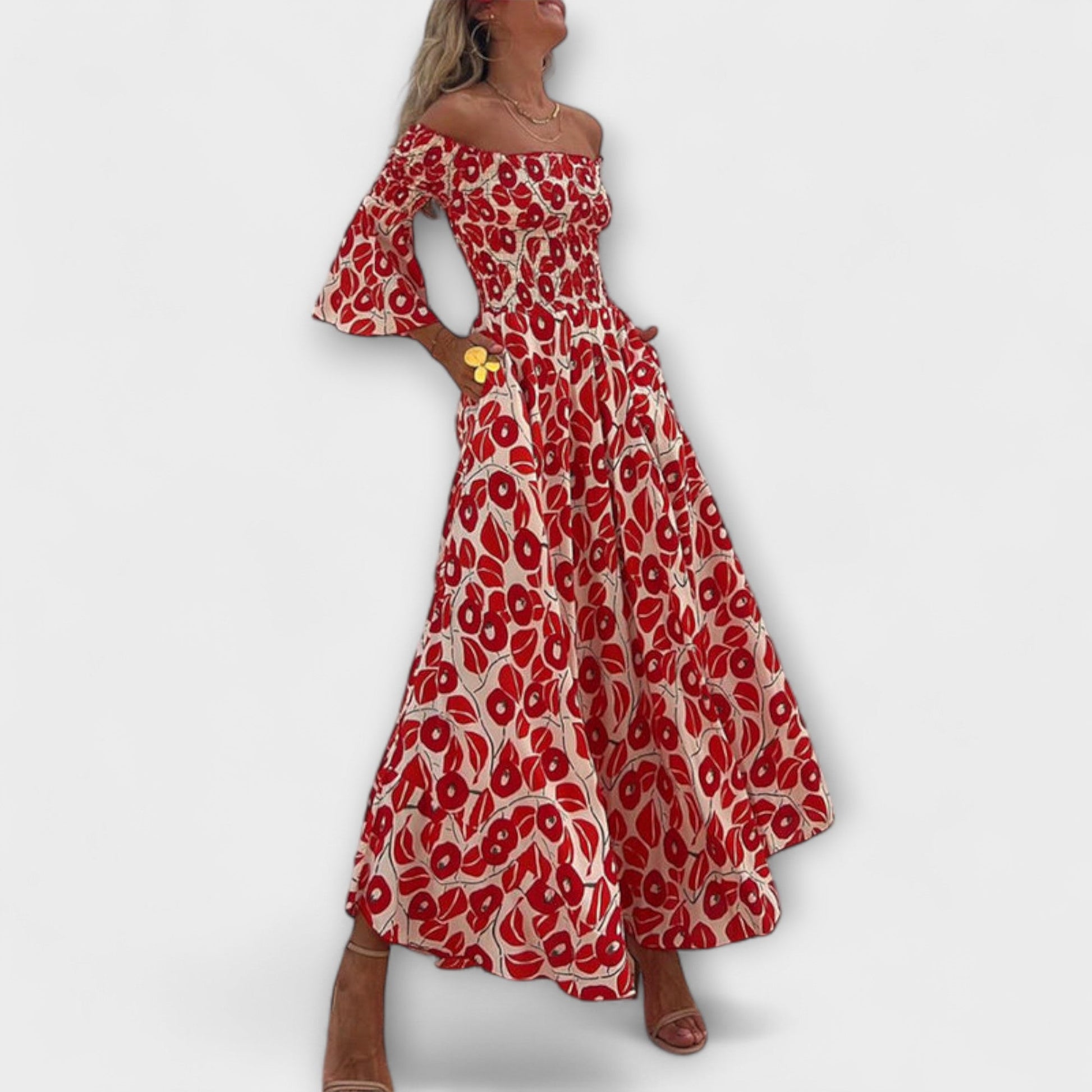 Elegant V-Neck Maxi Dress for Vacation - Nocini