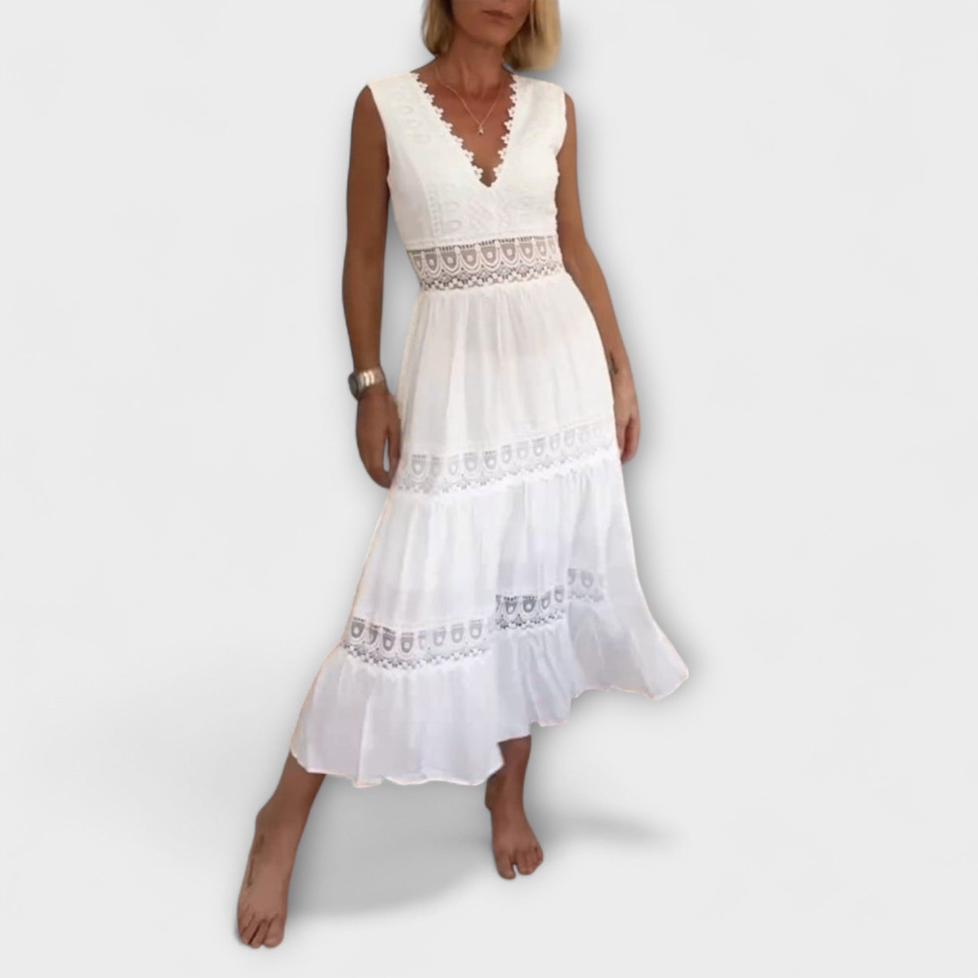 Elegant V-Neck Lace Formal Gown - Nocini