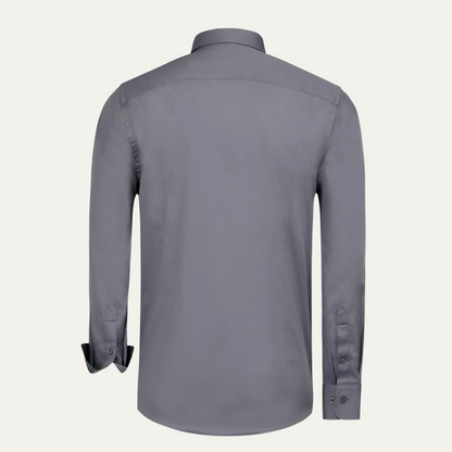 Slim Fit Gray Cotton Dress Shirt for Men