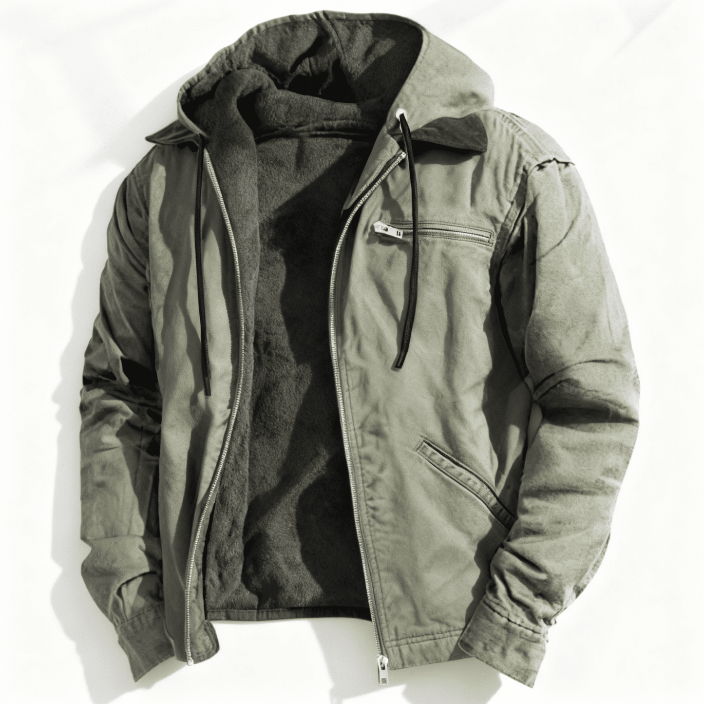 Waterproof Lined Zip Up Hooded Parka Jacket