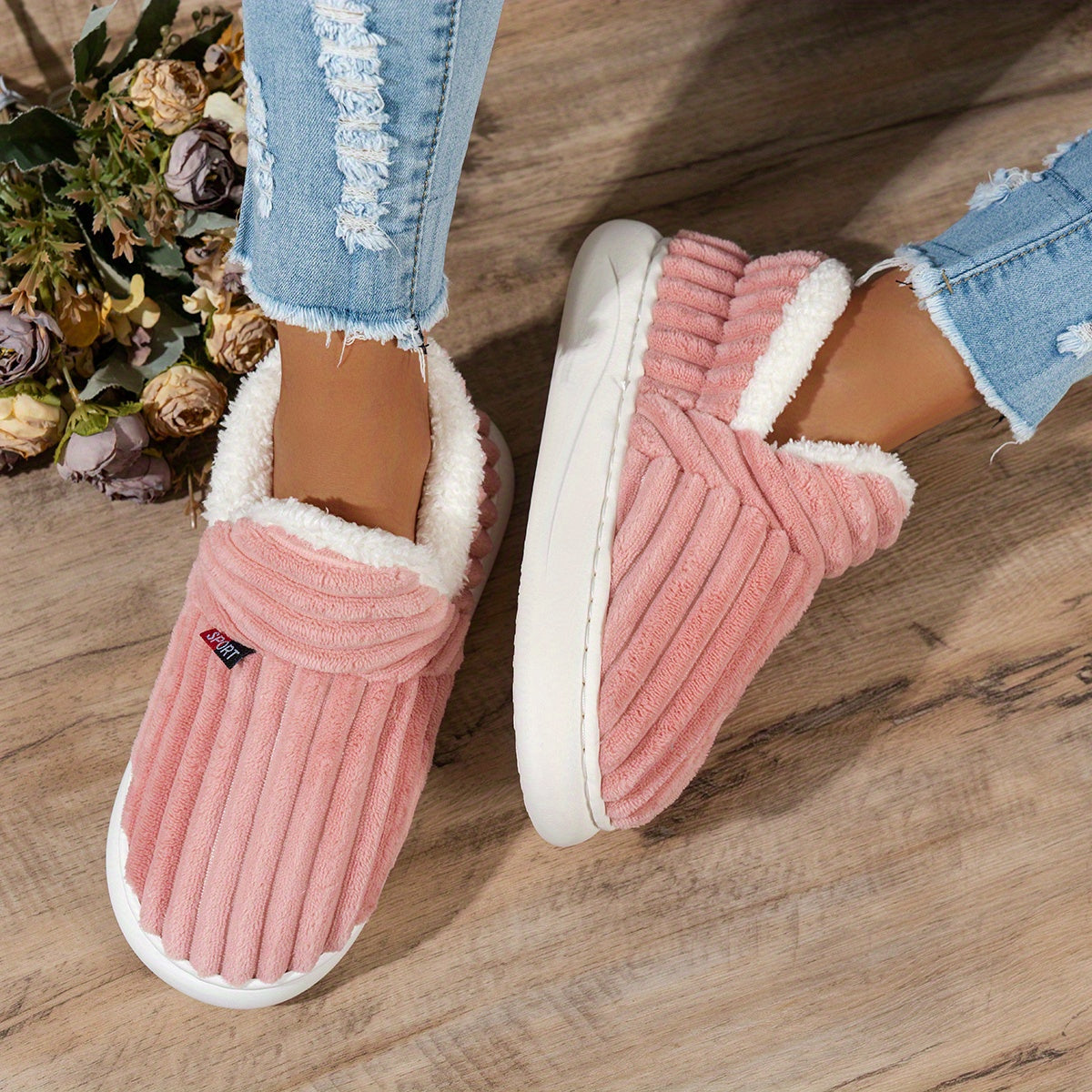 Warm Cozy Women's Slipper Shoes with Grip Soles