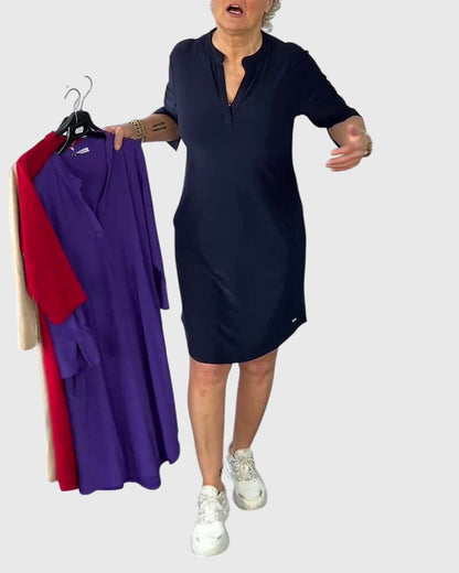 Classic Fit V Neck Mini Dress