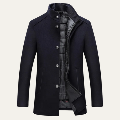 Men's Thermal Wool Button Coat with Fleece Lining
