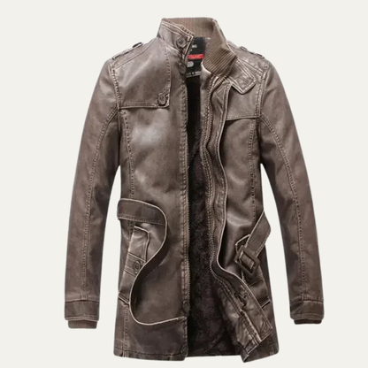 Classic Men's Insulated Faux Leather Coat