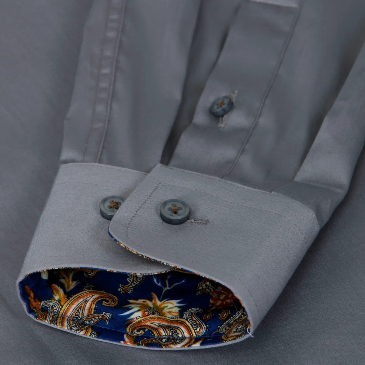Slim Fit Gray Cotton Dress Shirt for Men