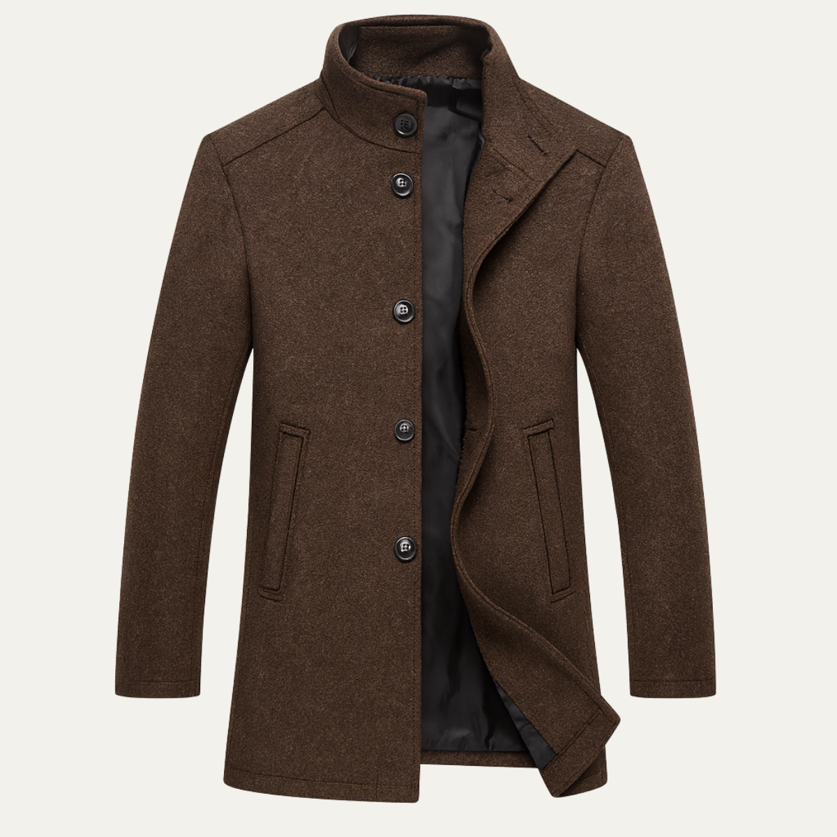 Men's Thermal Wool Button Coat with Fleece Lining - Nocini