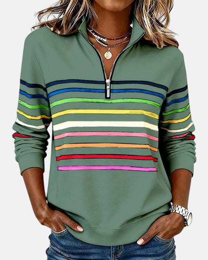 Colorful Striped Zip Up Hoodie