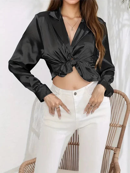 Ladies Elegant Silk Button Front Top