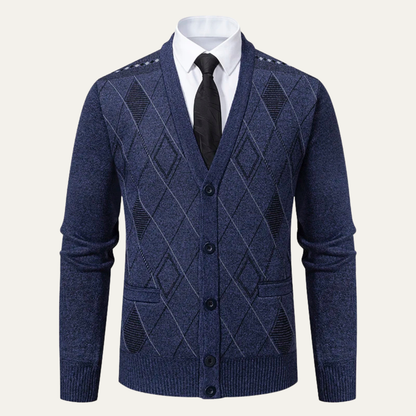 Fashionable Men's V Neck Knitted Cardigan Sweater