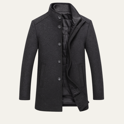 Men's Thermal Wool Button Coat with Fleece Lining