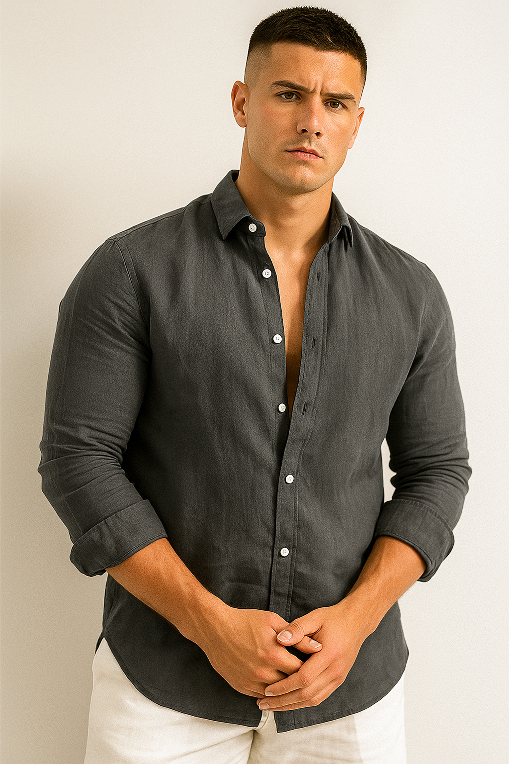Men's Simple Relaxed Fit Long Sleeve Shirt