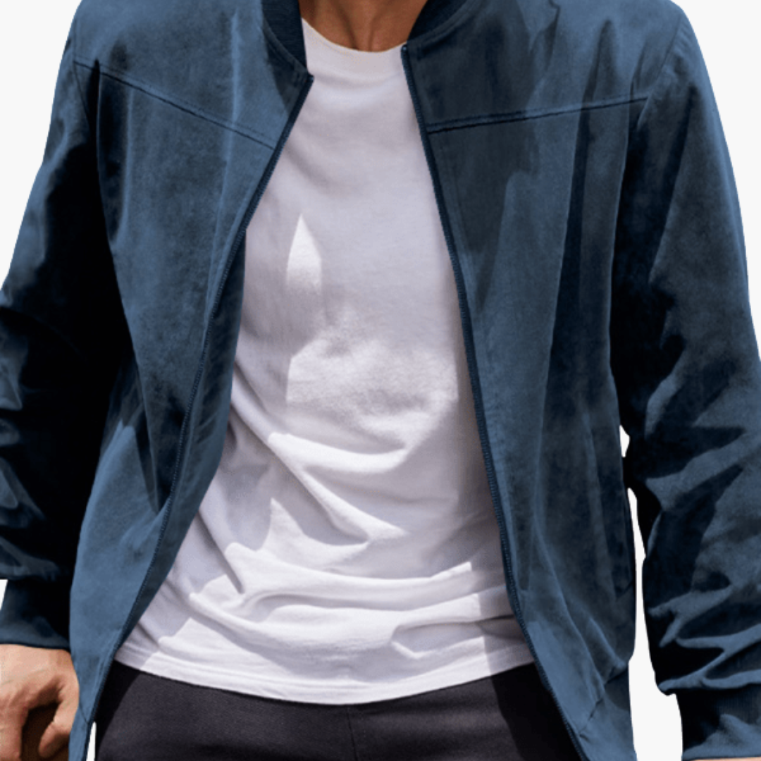 Classic Zip Up Mens Leather Jacket with Pockets