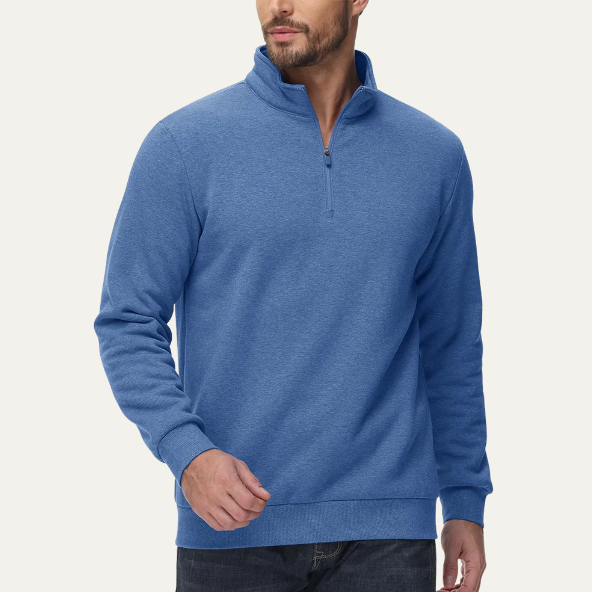 Warm Mens Fleece Zip Neck Sweater