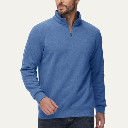 Warm Mens Fleece Zip Neck Sweater