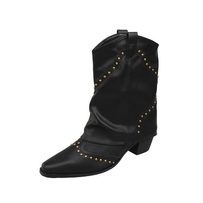 Decorative Buckle Cowboy Boots