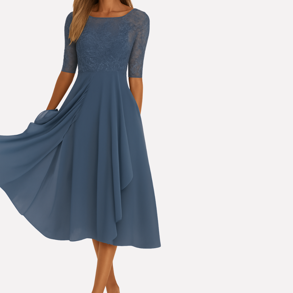 Elegant Long Dress with Delicate Lace