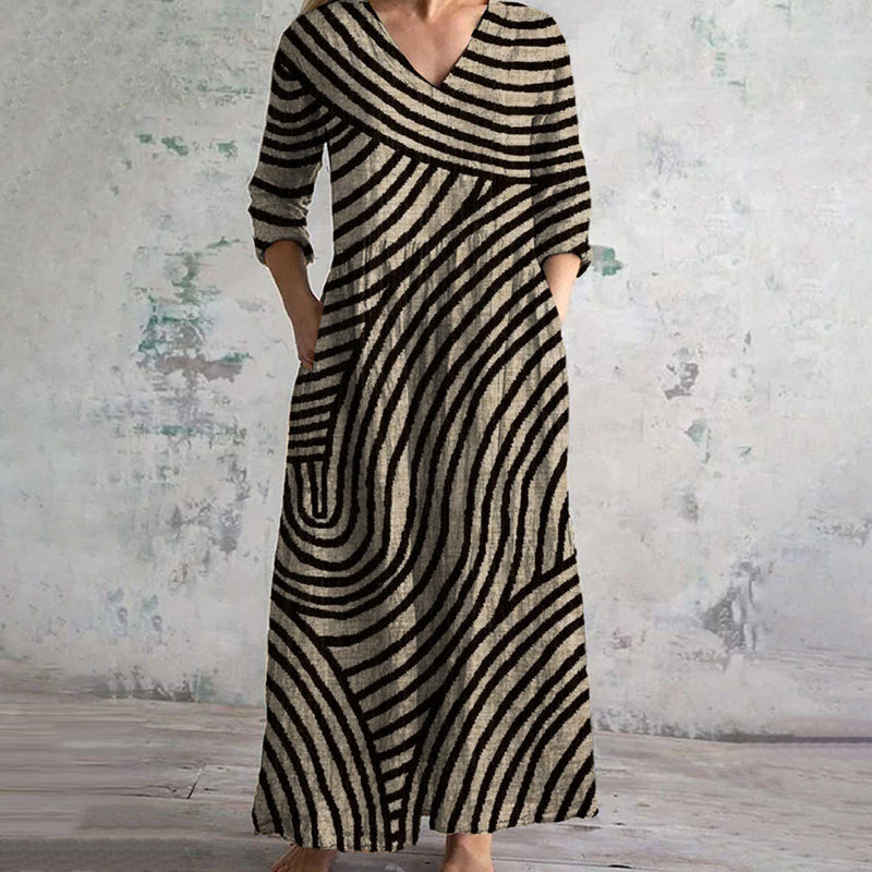 Classic Striped A-Line Dress - Nocini