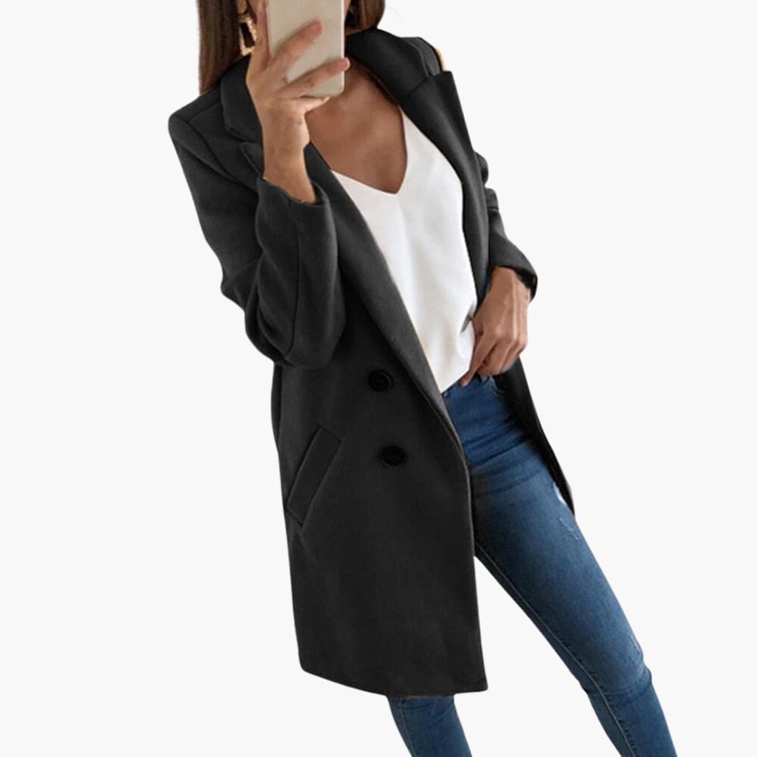 Ladies Classic Long Sleeve Button Coat