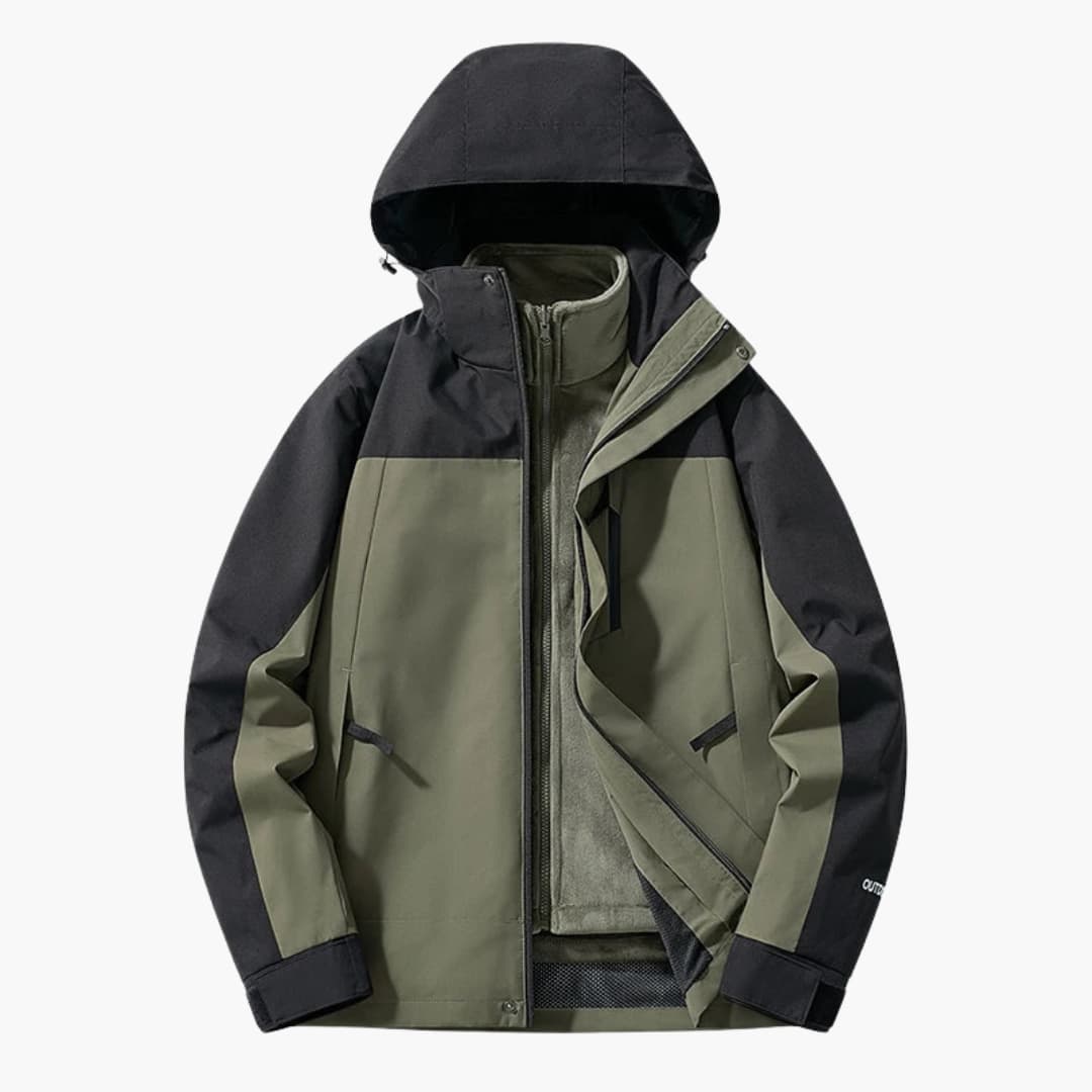 Waterproof Ski Parka with Hood and Zip Pockets
