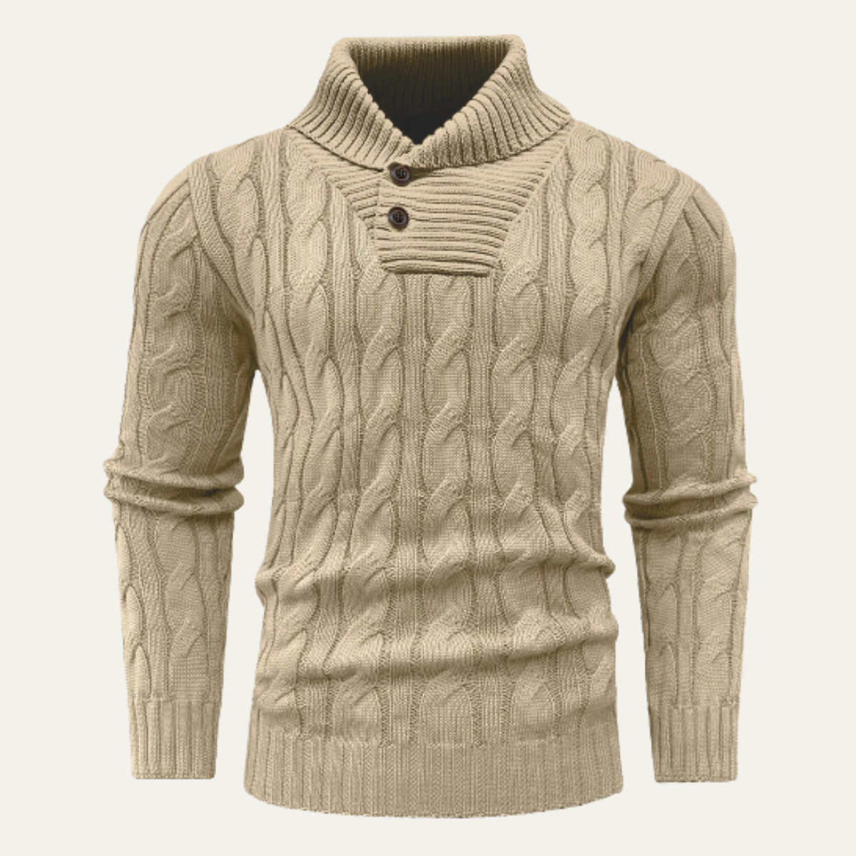 Cozy Men's Button Neck Cable Sweater - Nocini