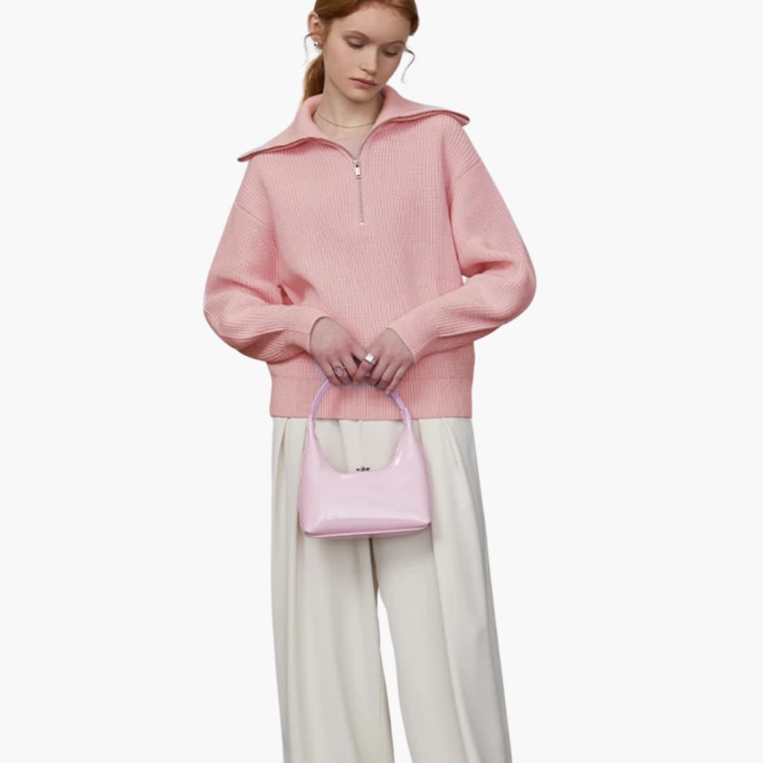 Women's Zip Up Ribbed Knit Sweater - Olytrend