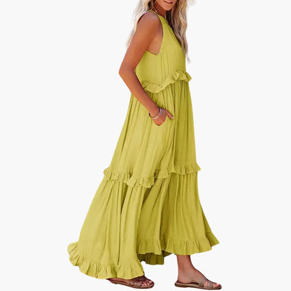 Flowy Long Dress for Women, Lightweight Ruffle Style