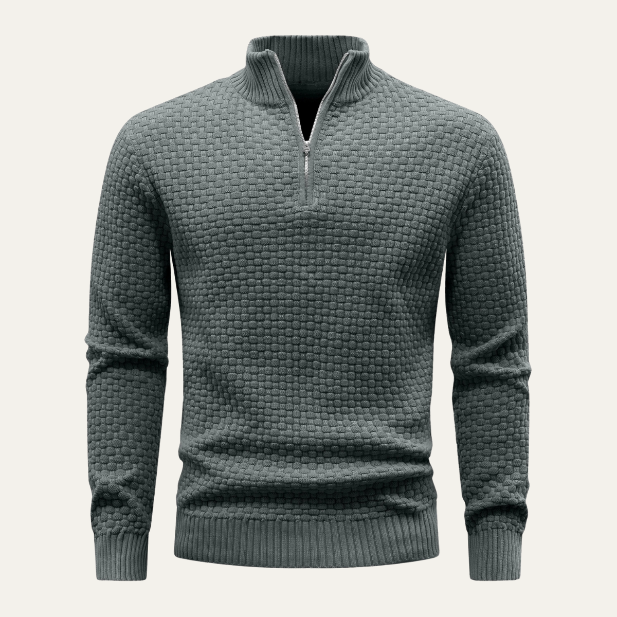 Men's Thick Quarter Zip Cable Knit Sweater - Nocini