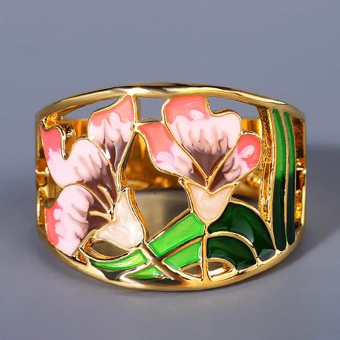 Classic Flower Gold Plated Ring - Nocini