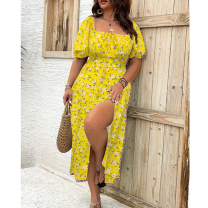 Stylish Women's Oversized Maxi Dress with Puff Sleeves