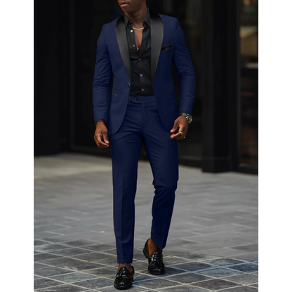 Men's Tailored Fit Peak Lapel Suit Jacket Set