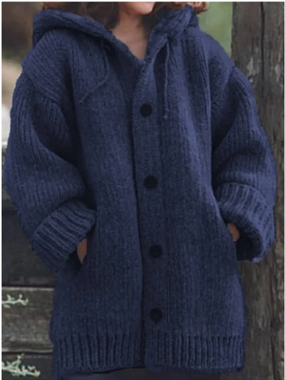 Cozy Women's Button Front Thick Knit Cardigan Sweater