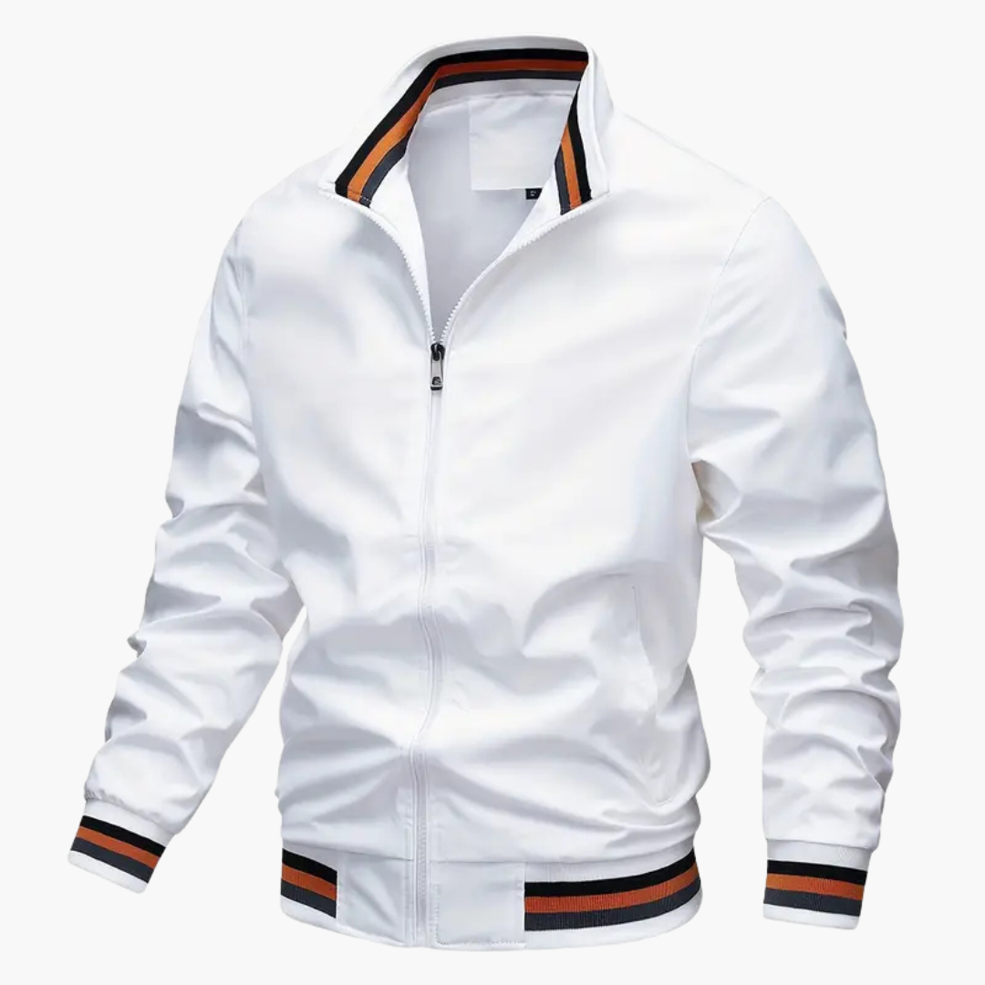 Men's Zip Up Jacket with Textured Trim