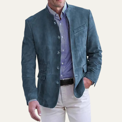 Classic Men's Suede Leather Blazer Jacket