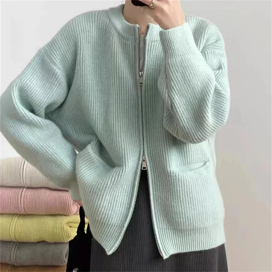 Cozy Oversized Zip Cardigan with Pockets