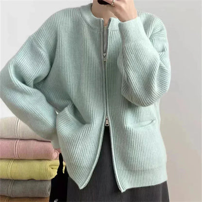 Cozy Oversized Zip Cardigan with Pockets