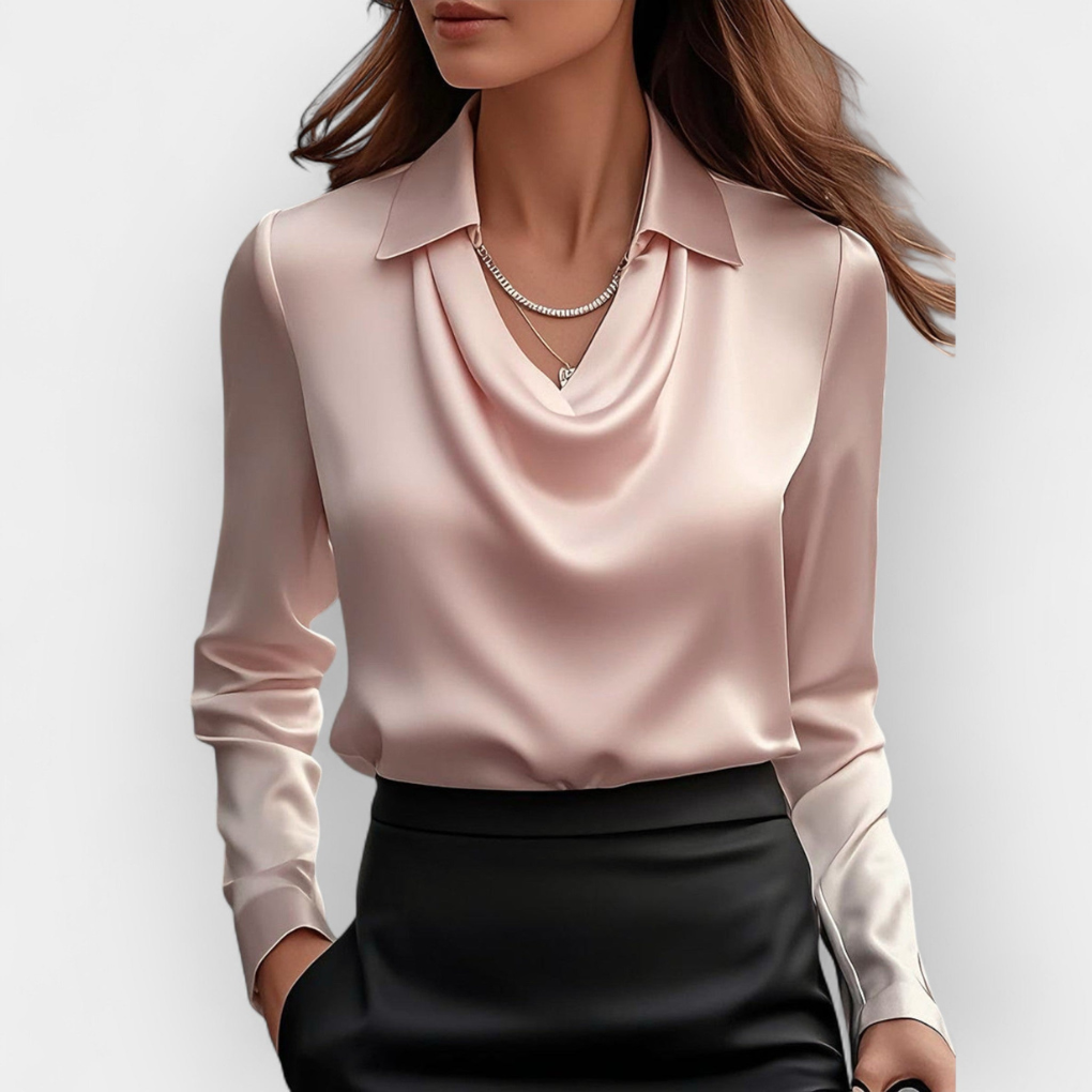 Luxurious Silk Blouse with Ruffle Neckline