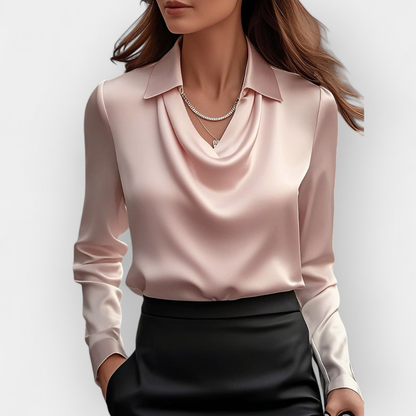 Luxurious Silk Blouse with Ruffle Neckline