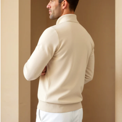Classic Men's Quarter Zip Knit Polo Sweater