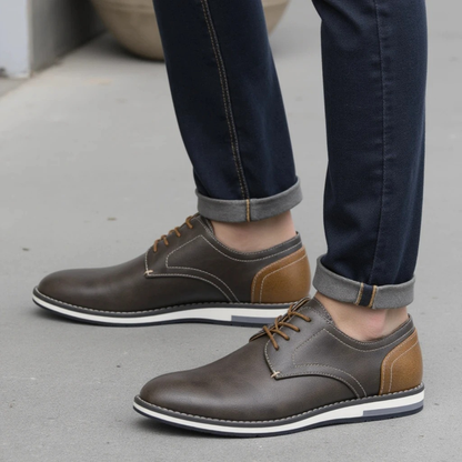 Classic Brown Leather Lace Up Sneakers