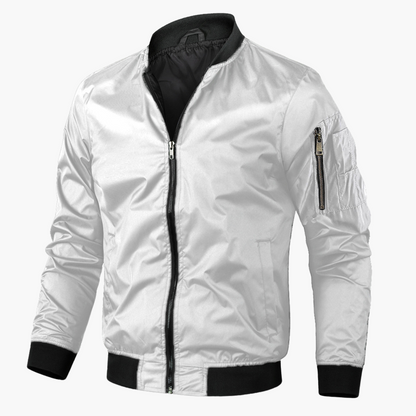 Men's Zip-Up Bomber Jacket - Slim Fit Water Resistant