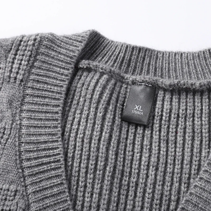 Cozy Men's Thick Cable Knit V Neck Sweater Vest