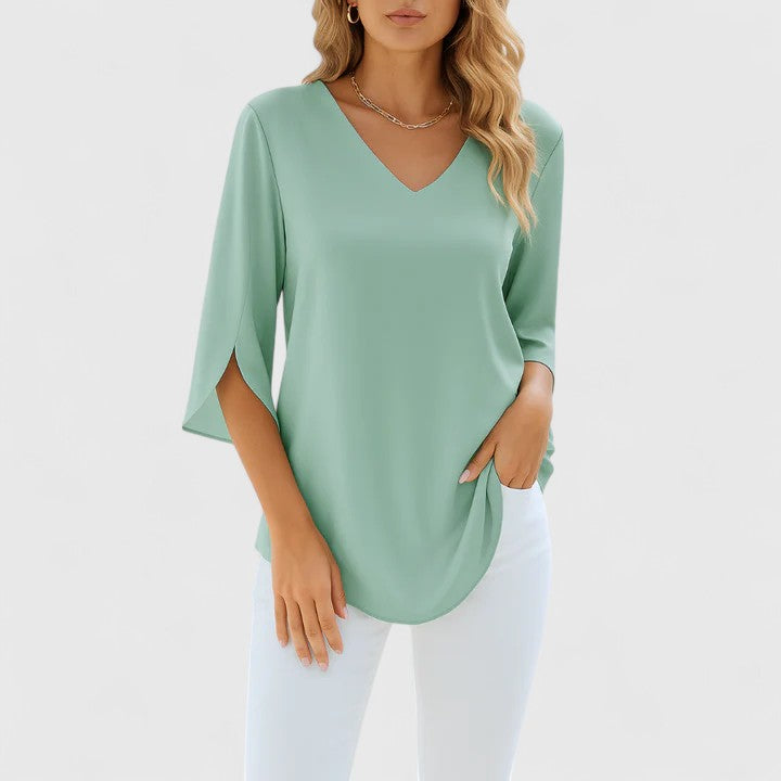 Elegant Deep V Neck Women's Blouse