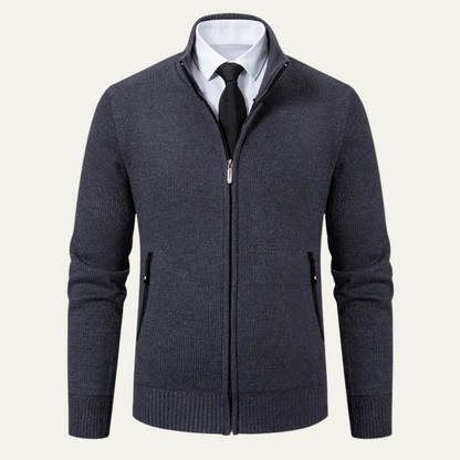 Classic Men's Knitted Zipper Cardigan with Pockets